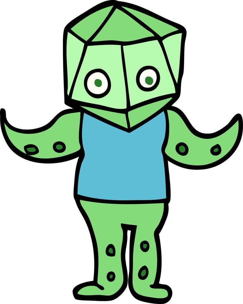 hand drawn doodle style cartoon weird alien vector