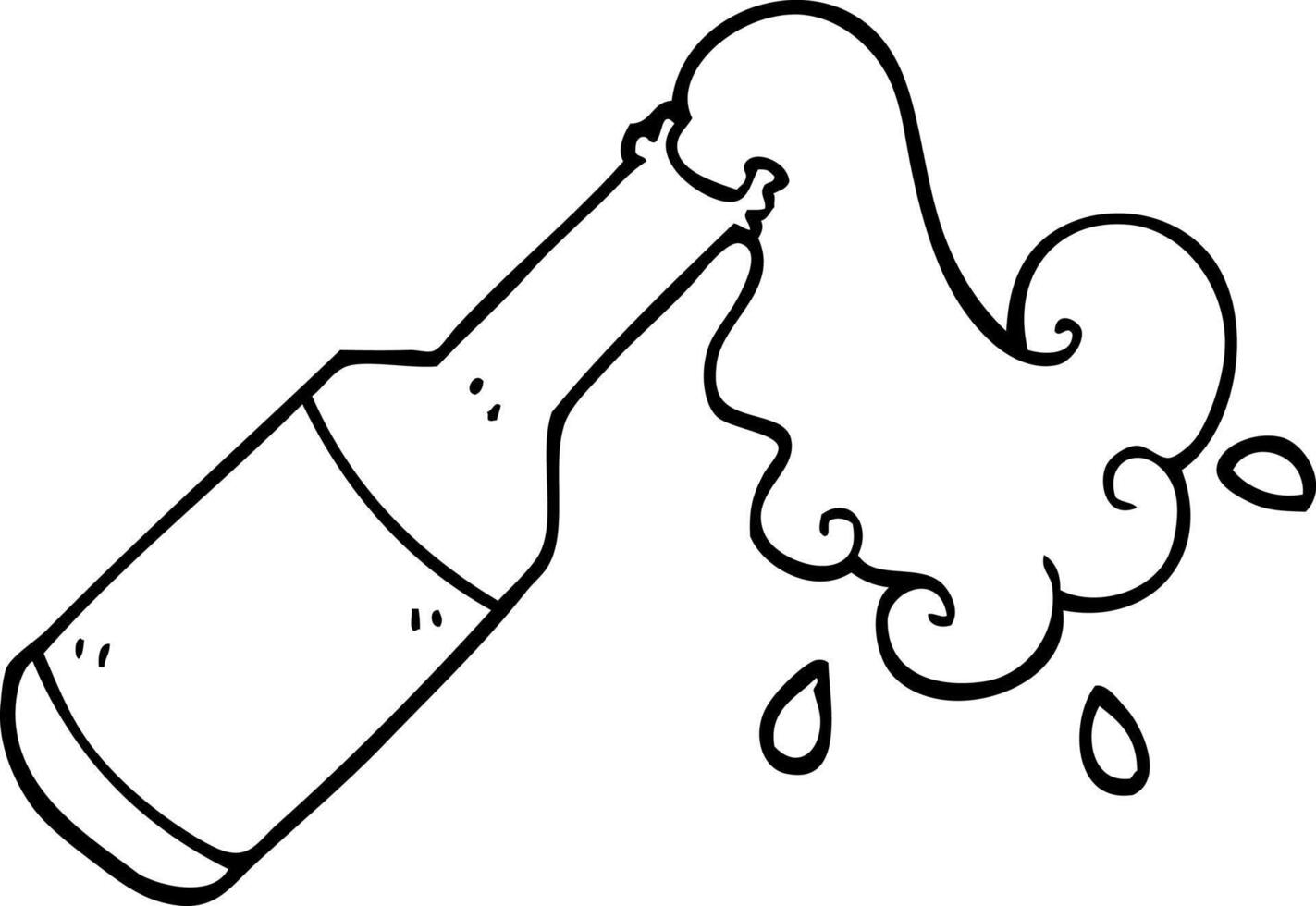 black and white cartoon foaming bottle vector