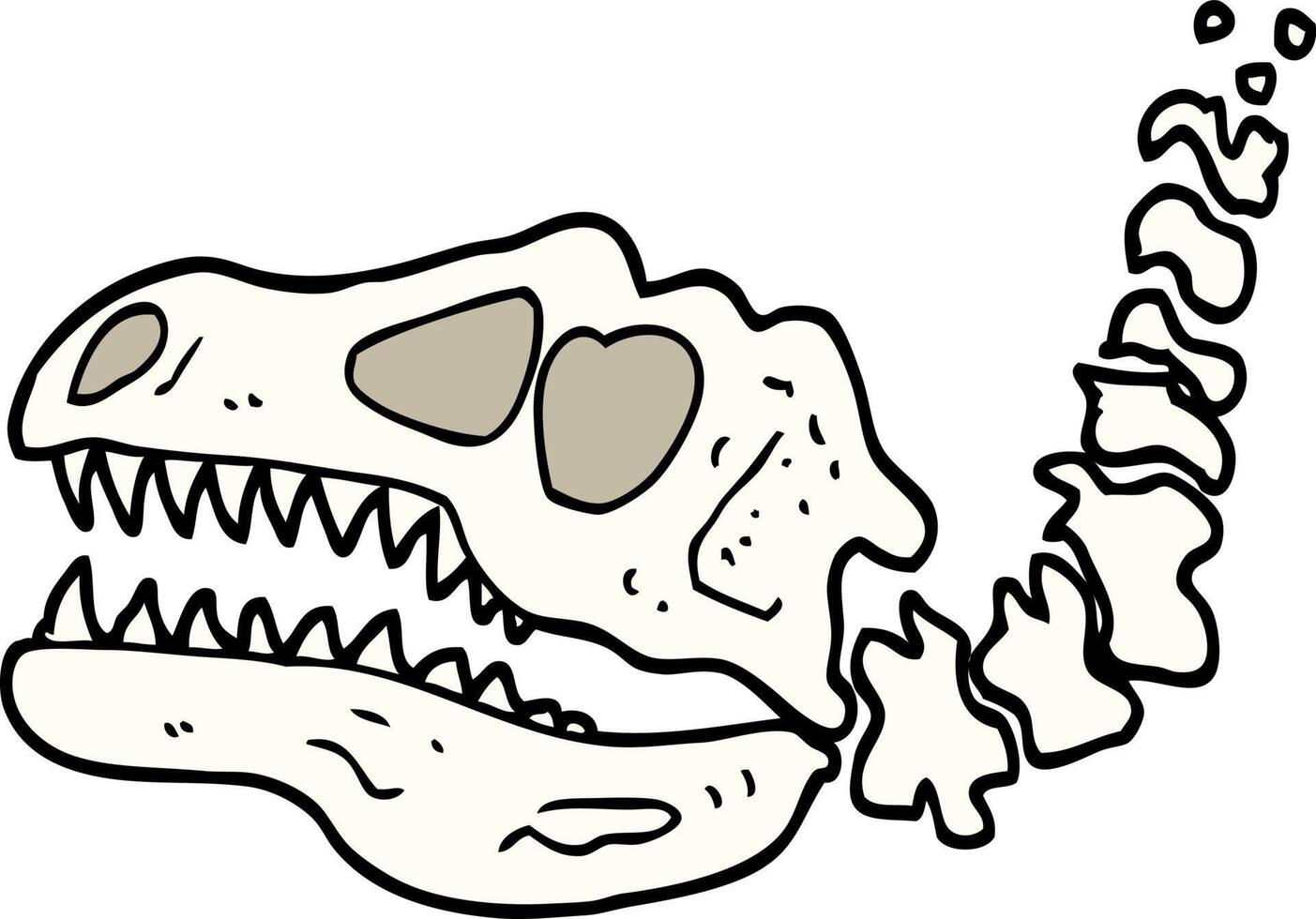 huesos de dinosaurio de dibujos animados estilo doodle dibujados a mano vector