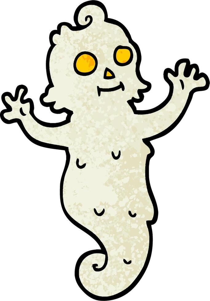 fantasma espeluznante de dibujos animados de ilustración con textura grunge vector