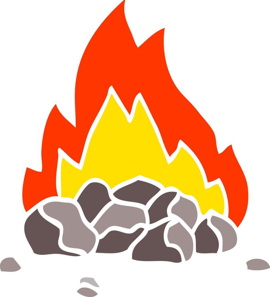 flat color illustration cartoon burning coals vector