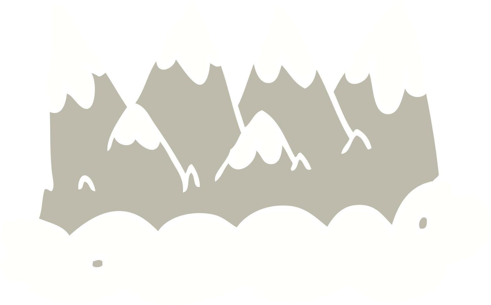 flat color illustration cartoon mountains vector