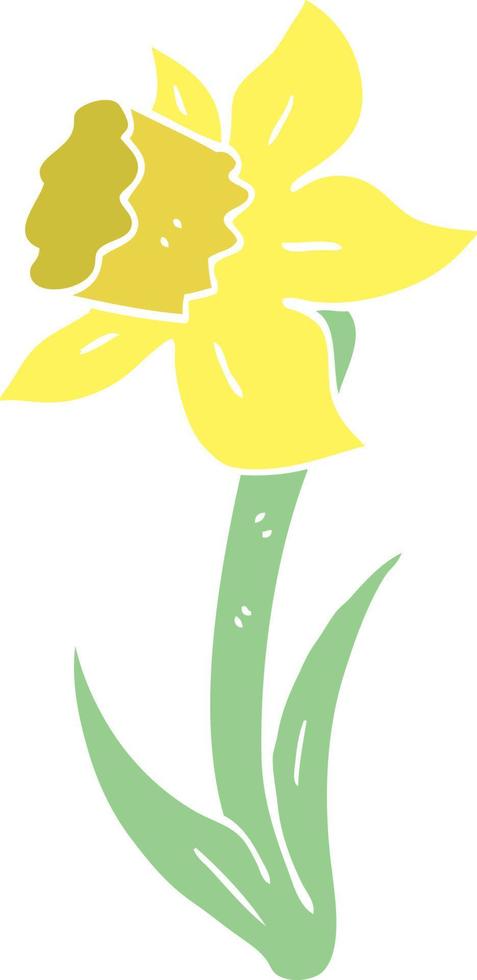 flat color illustration cartoon daffodil vector