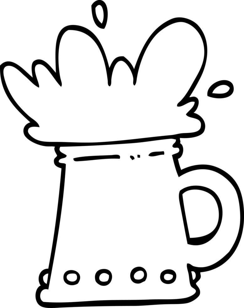 black and white cartoon beer tankard vector