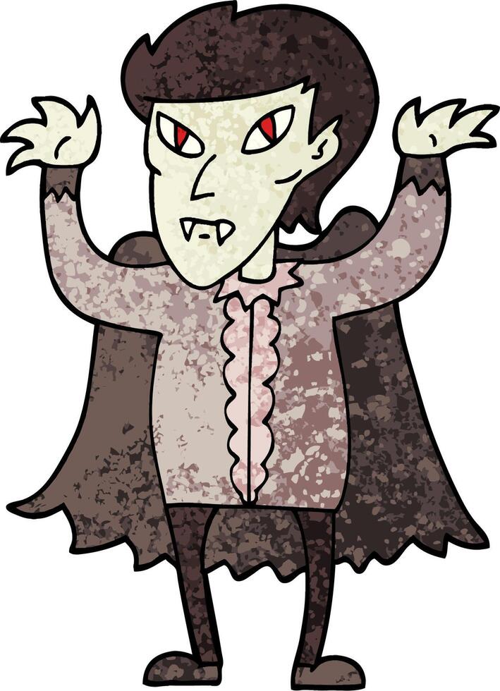 grunge textured illustration cartoon vampire vector