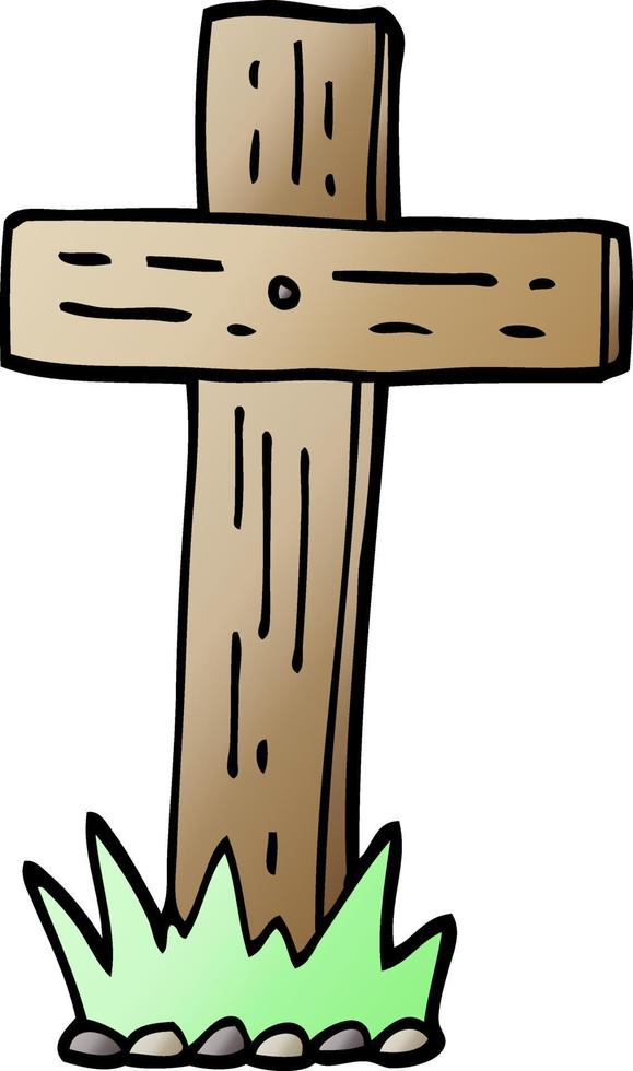 vector gradient illustration cartoon wooden cross