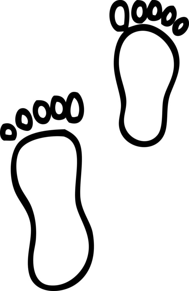 black and white cartoon foot prints vector