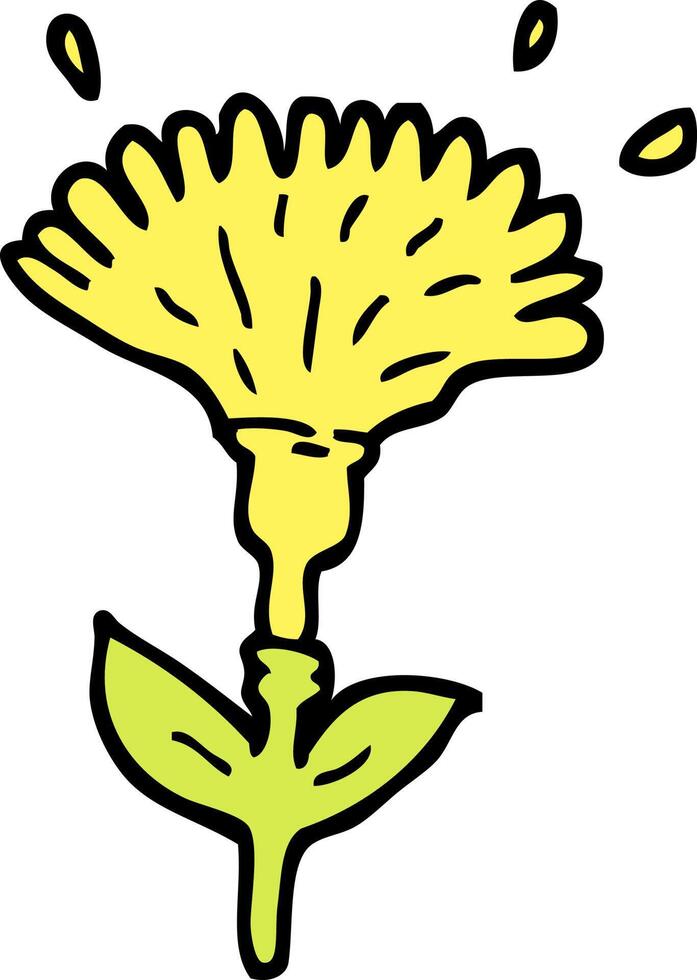 hand drawn doodle style cartoon dandelion opening vector