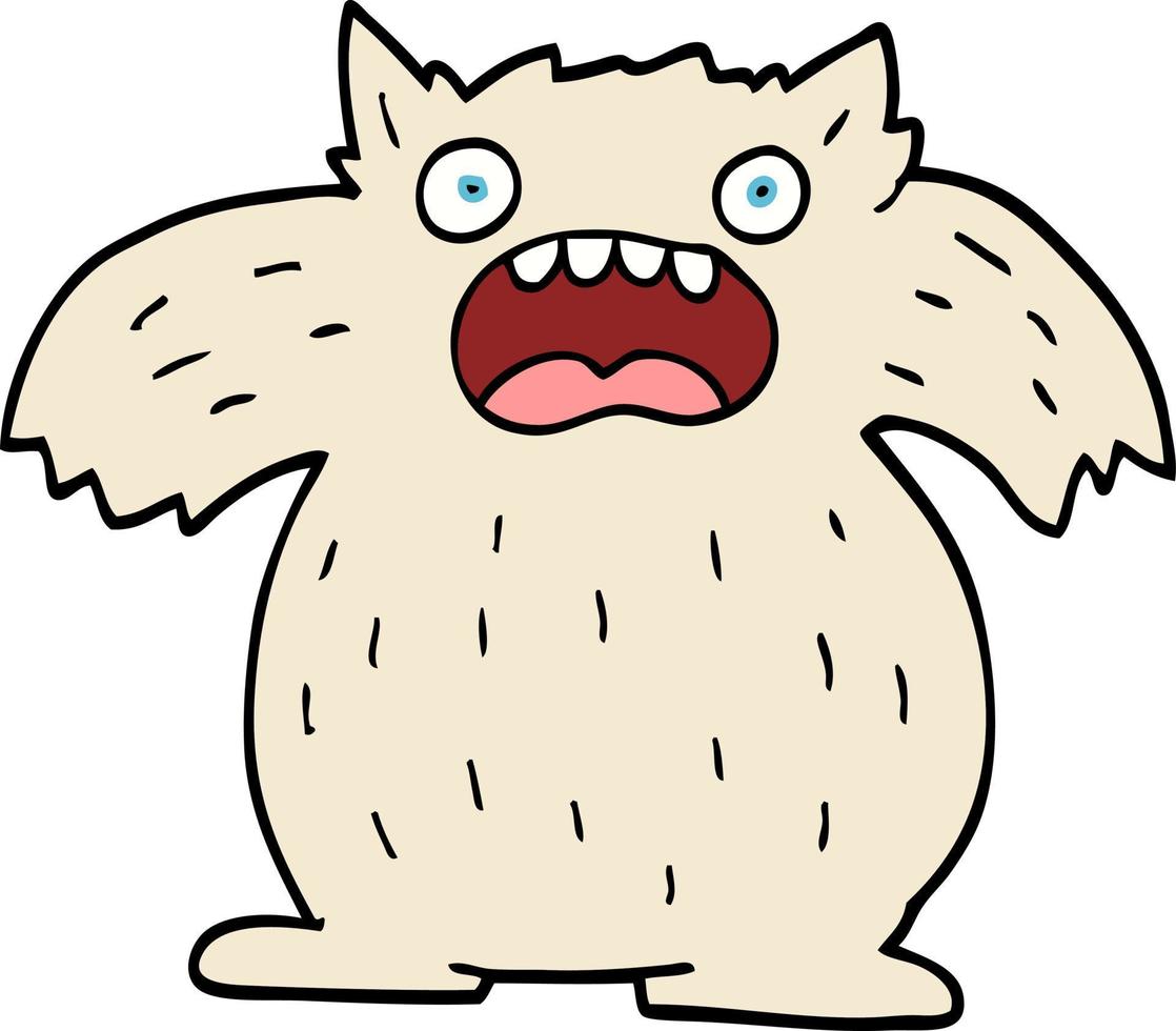 monstruo de yeti de dibujos animados estilo garabato dibujado a mano vector