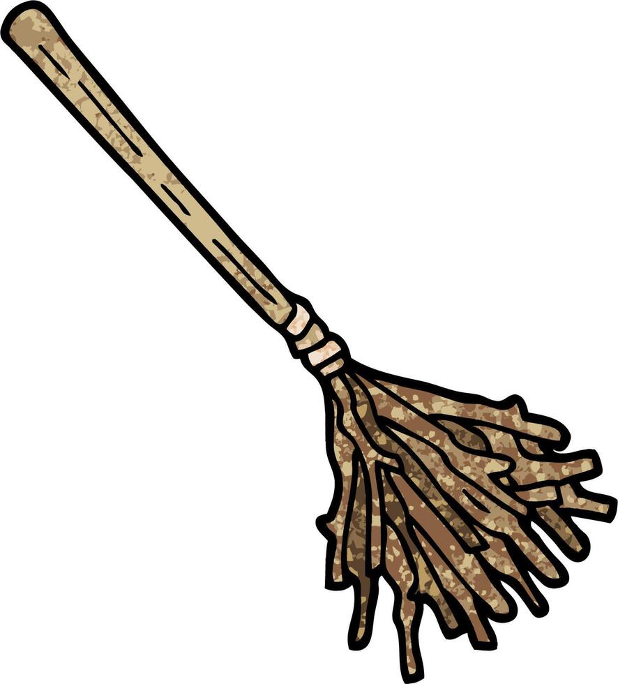 grunge textured illustration cartoon witches broomstick vector