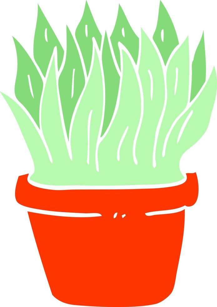 flat color illustration cartoon house plant vector