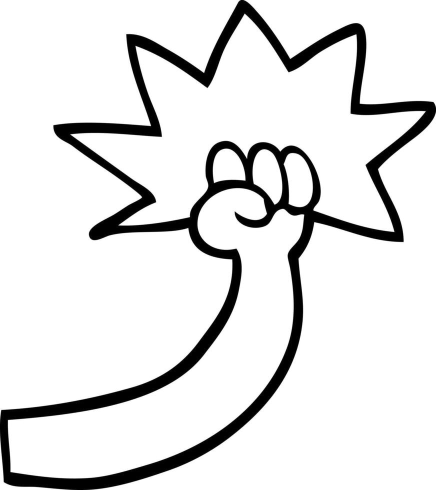 black and white cartoon punching arm vector
