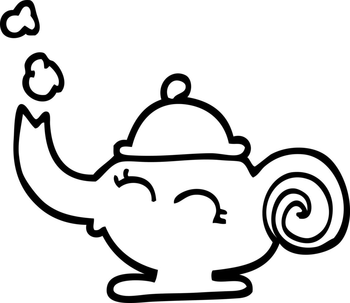 black and white cartoon magic lamp vector