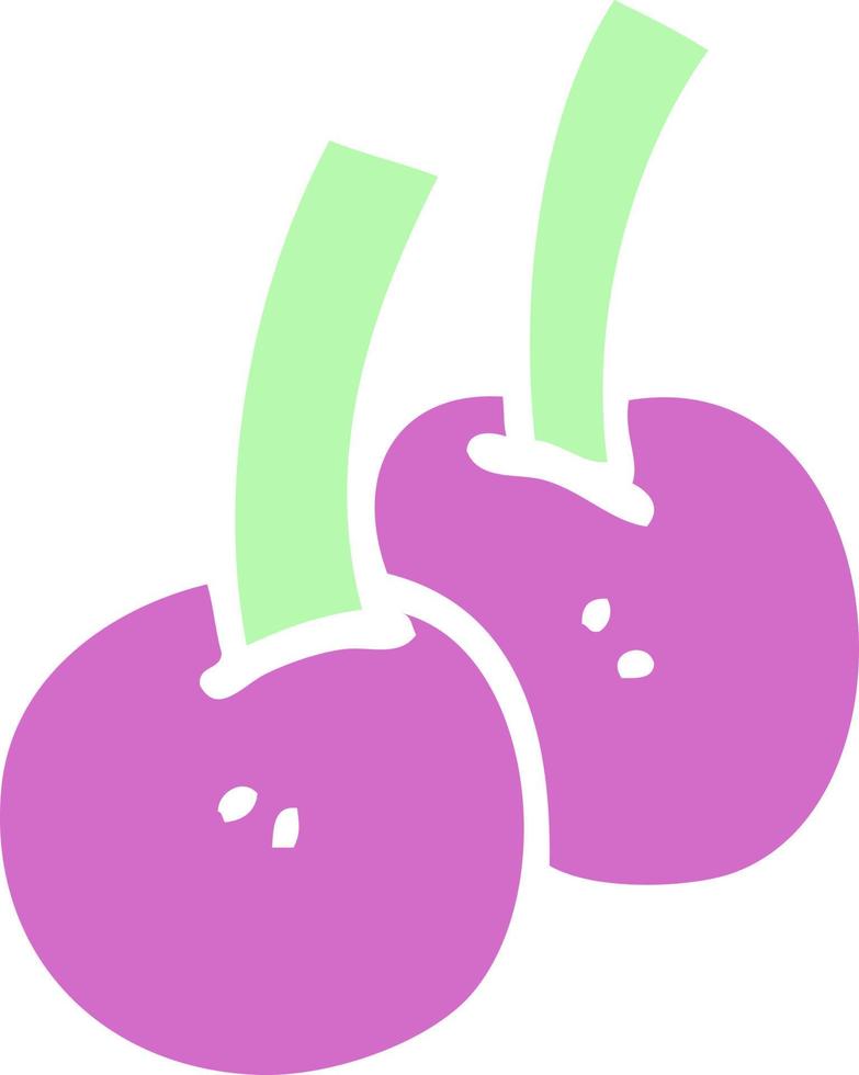 cerezas de dibujos animados de ilustración de color plano vector