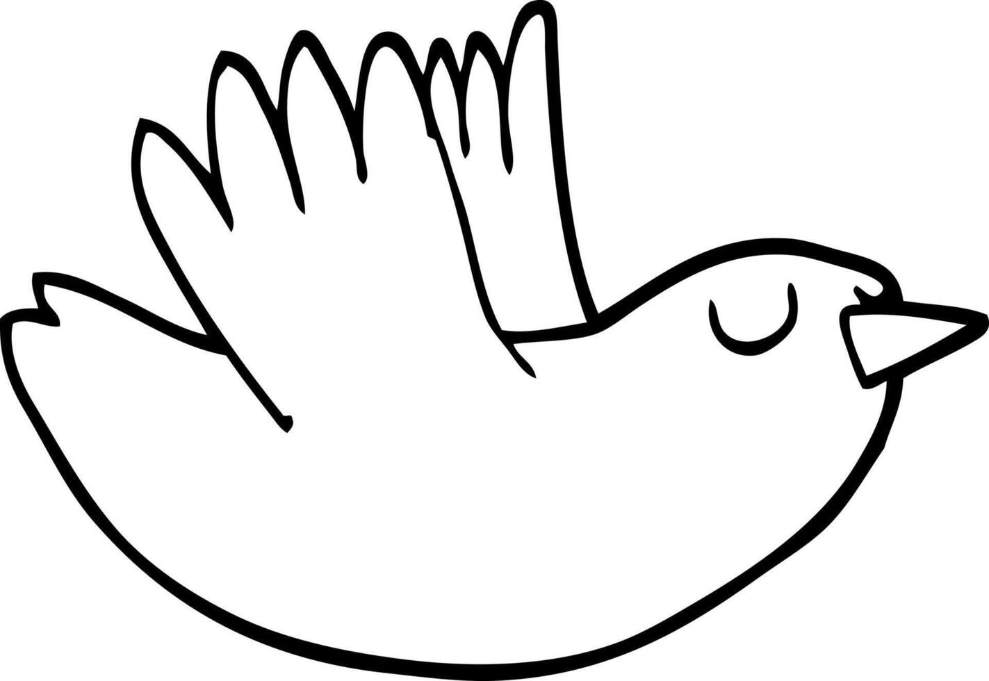 black and white cartoon flying bird vector