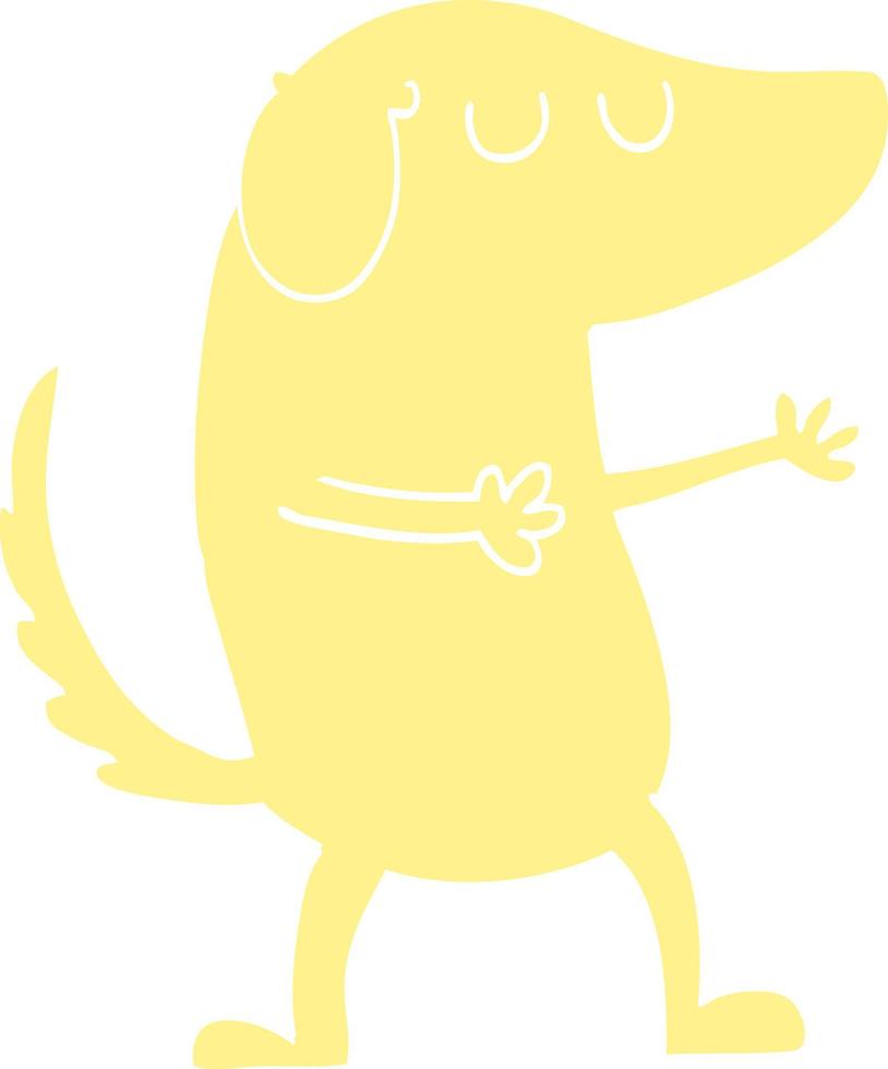 flat color illustration cartoon happy dog vector