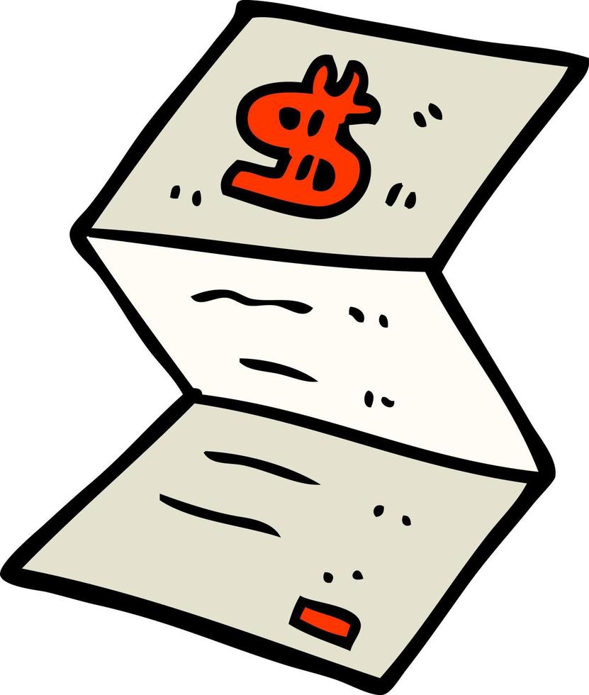 hand drawn doodle style cartoon legal money letter vector