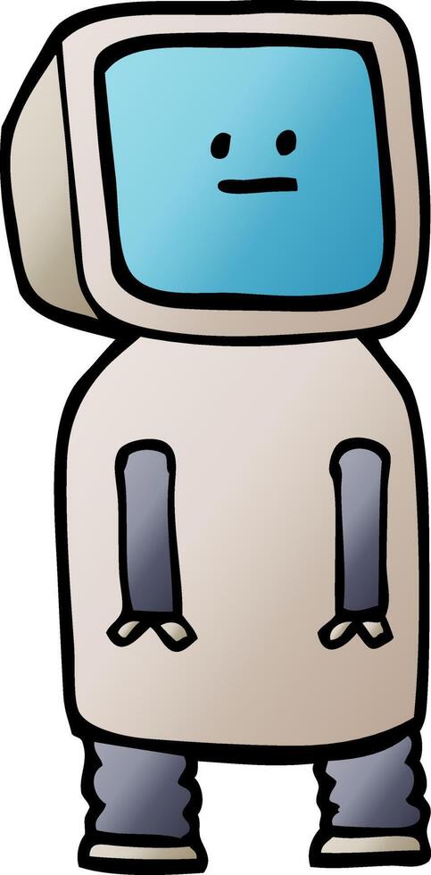 vector gradient illustration cartoon funny robot