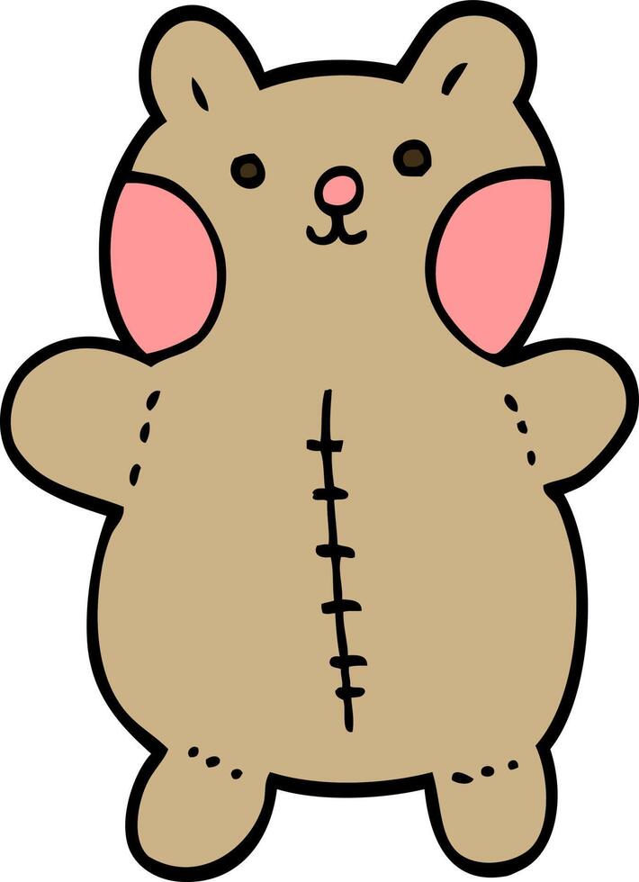 oso de peluche de dibujos animados estilo doodle dibujado a mano vector