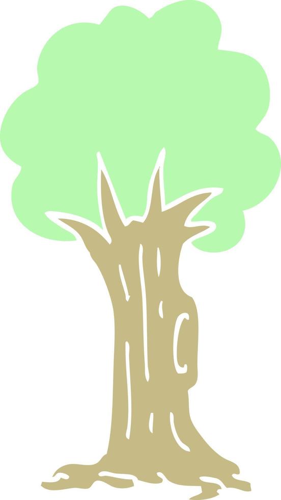 flat color illustration cartoon tree vector