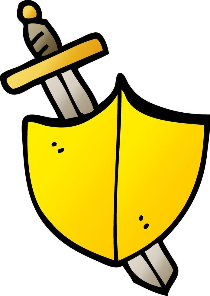 vector gradient illustration cartoon sword and shield