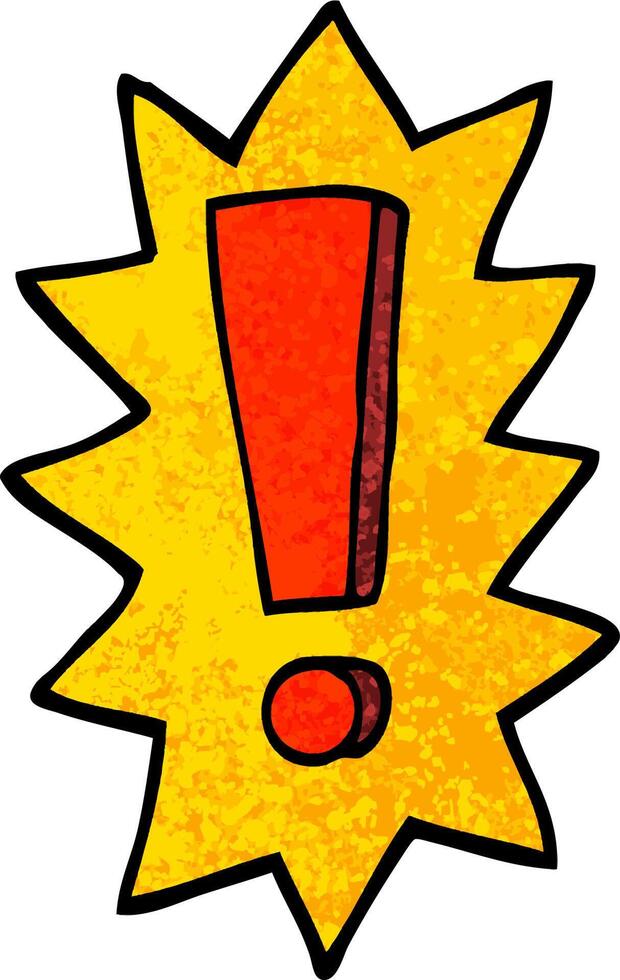 grunge textured illustration cartoon exclamation mark vector