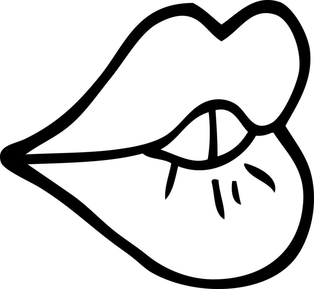 black and white cartoon pouting lips vector