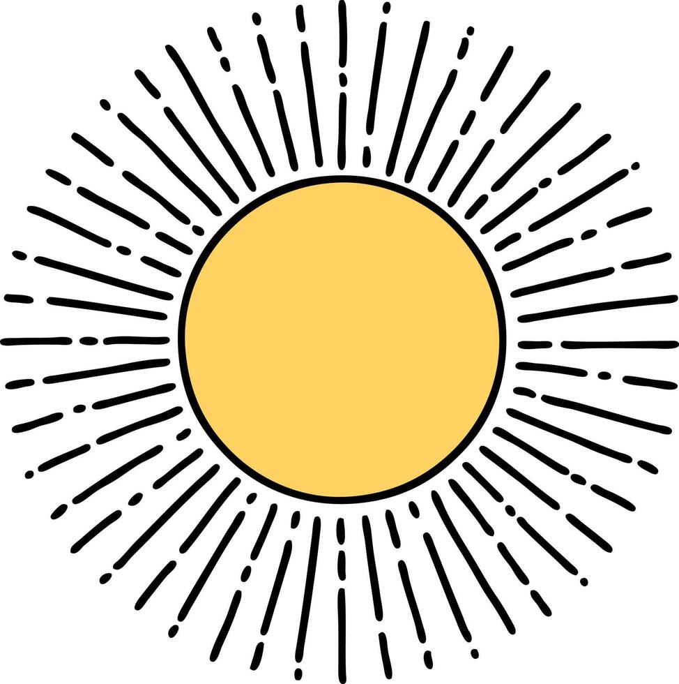 traditional tattoo of a sun vector