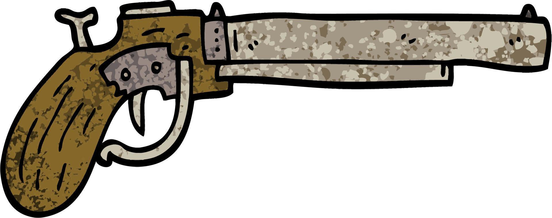 grunge textured illustration cartoon old pistol vector