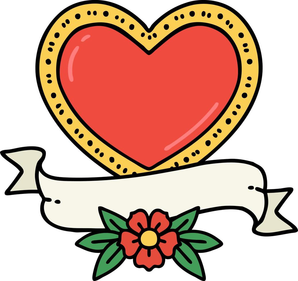 traditional tattoo of a heart and banner vector