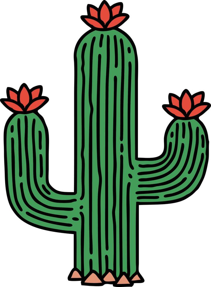 traditional tattoo of a cactus vector