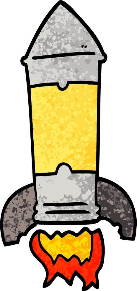 grunge textured illustration cartoon rocket vector