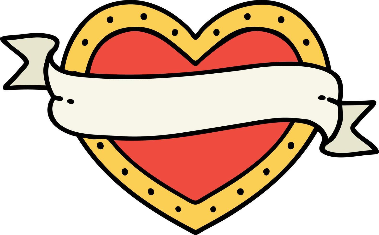 traditional tattoo of a heart and banner vector