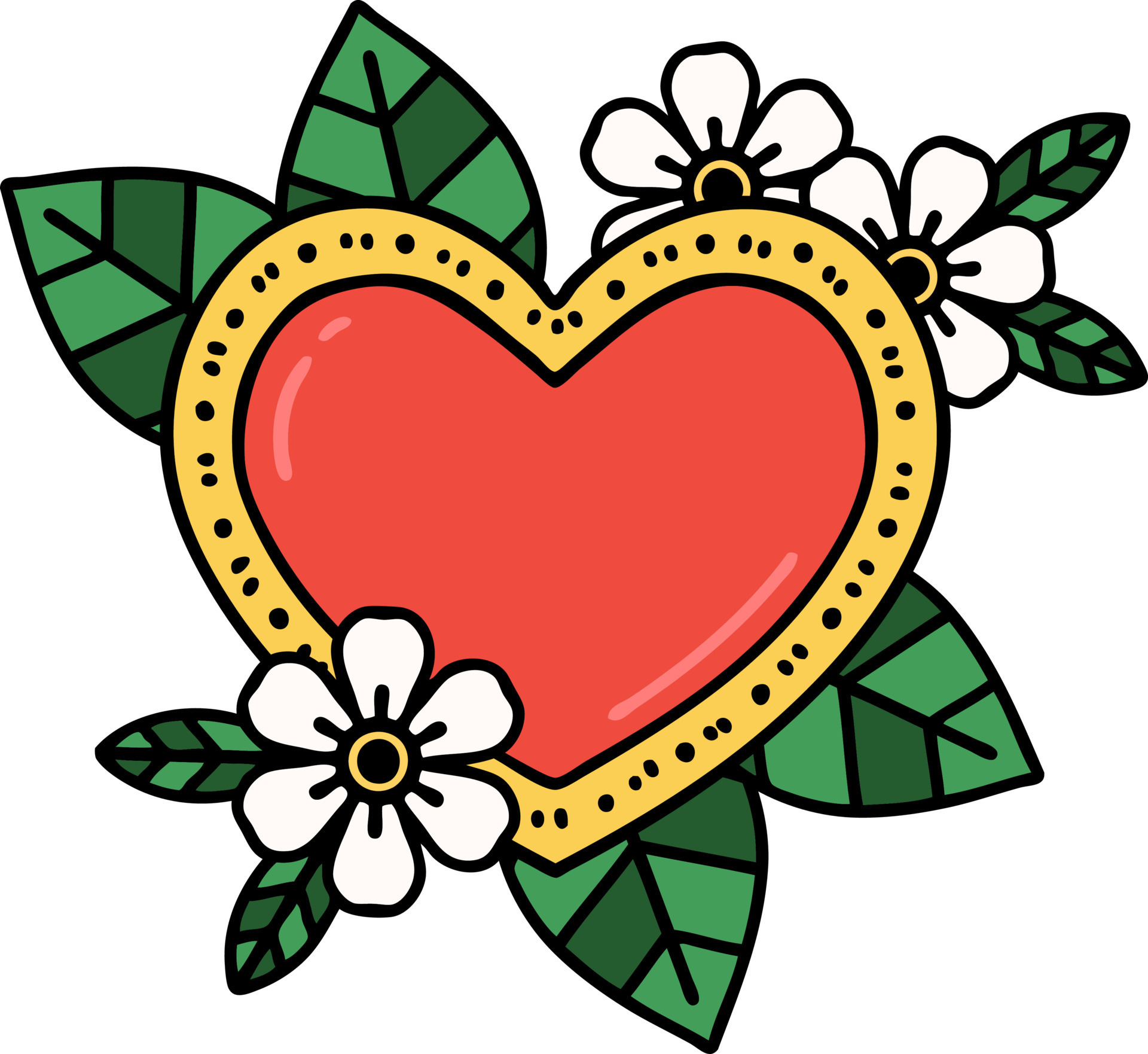 traditional tattoo of a botanical heart 12552785 Vector Art at Vecteezy