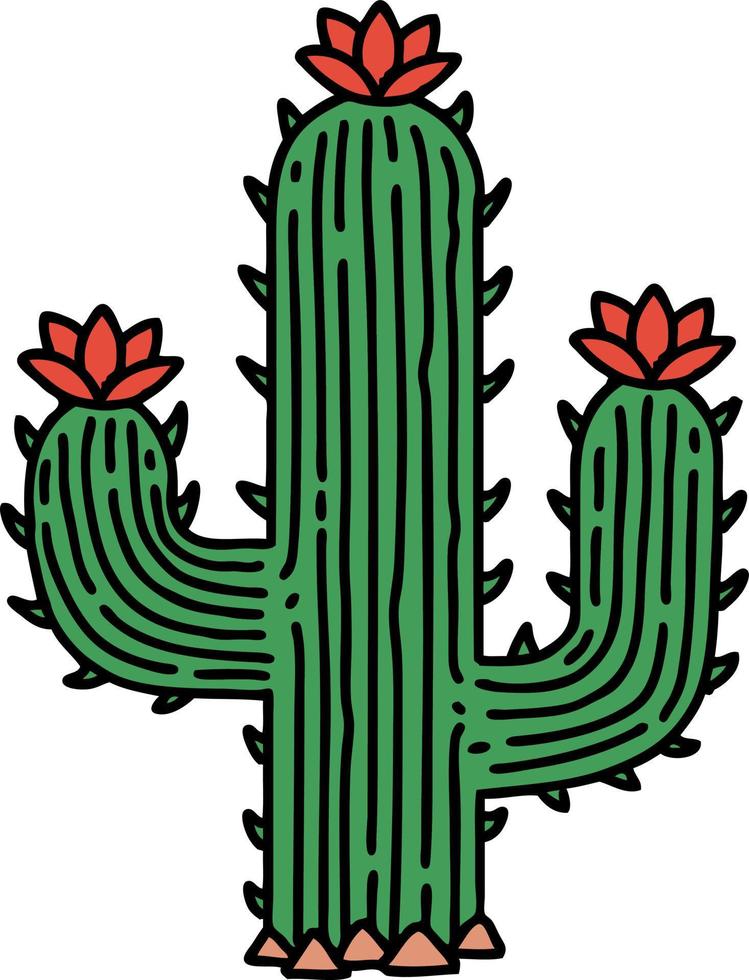 traditional tattoo of a cactus vector