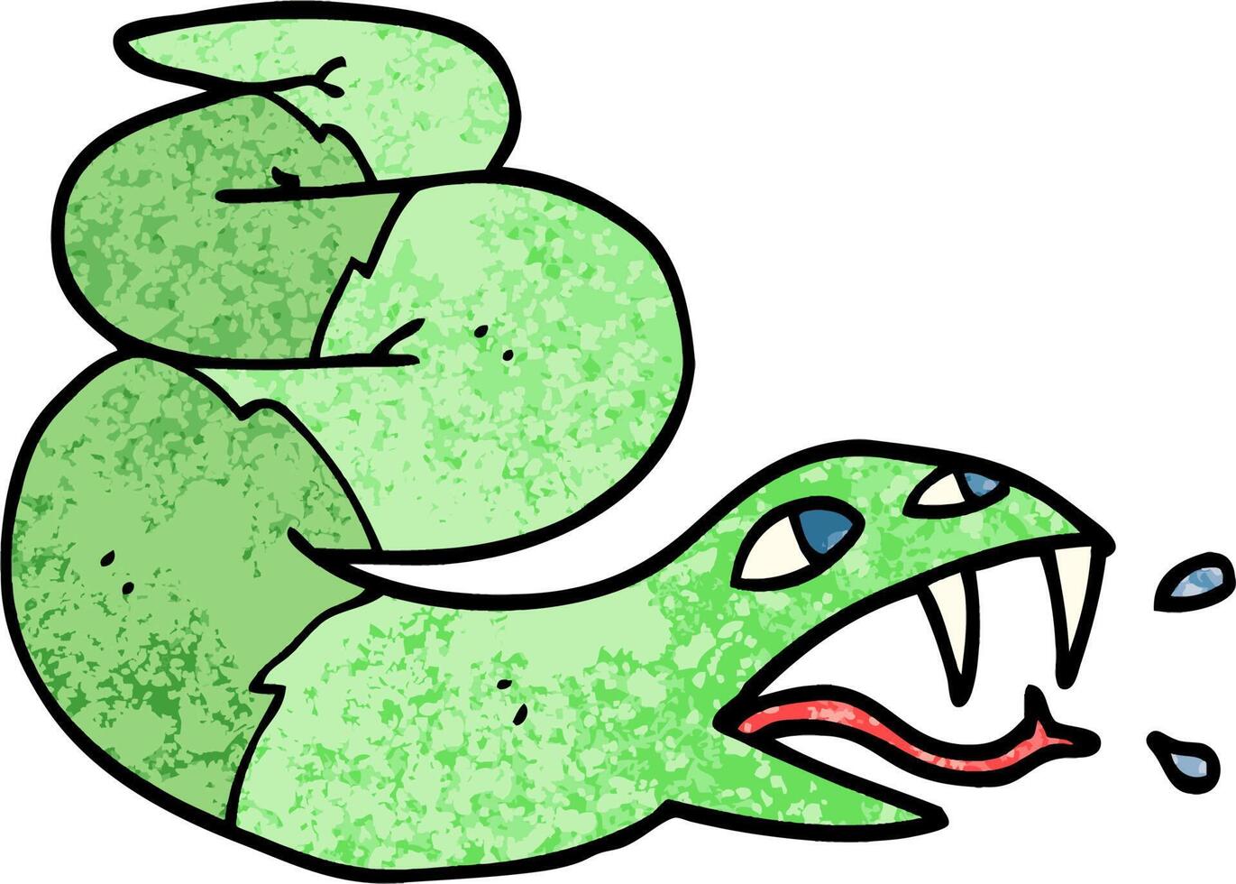 grunge textured illustration cartoon hissing snake vector