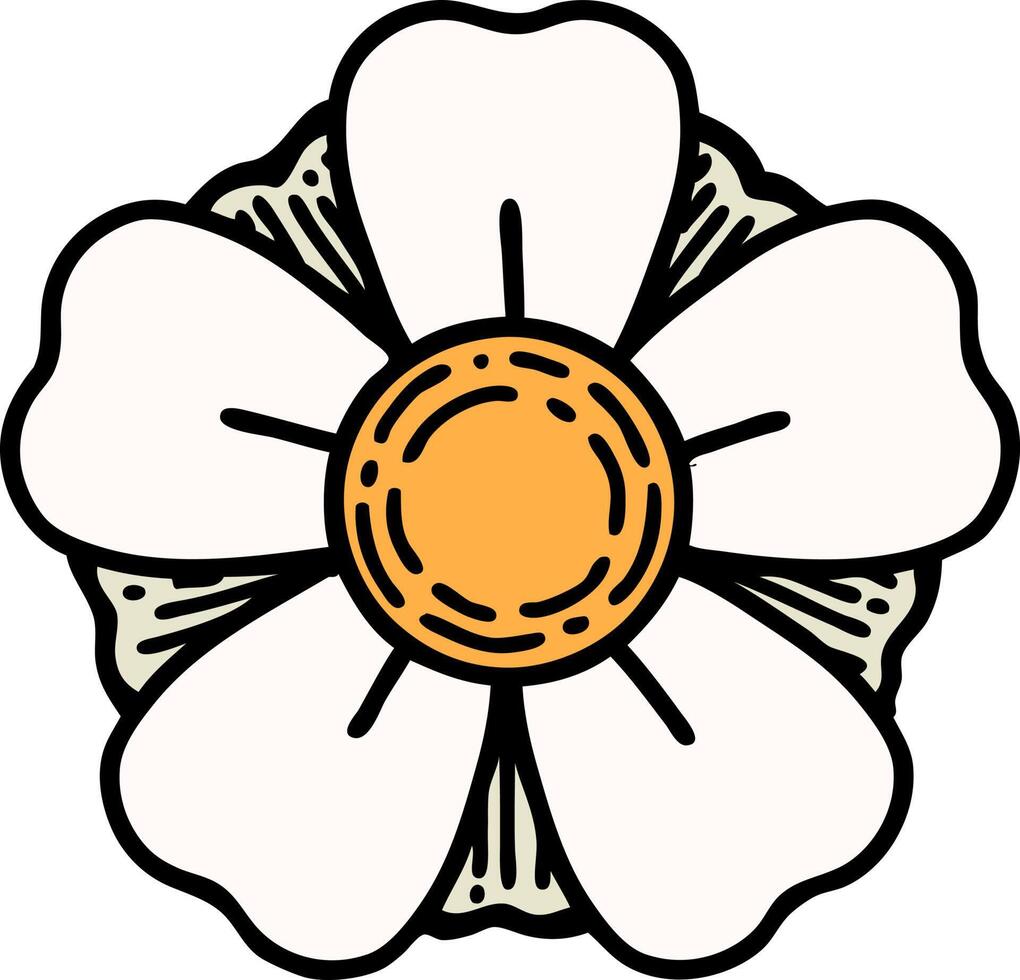 traditional tattoo of a flower vector
