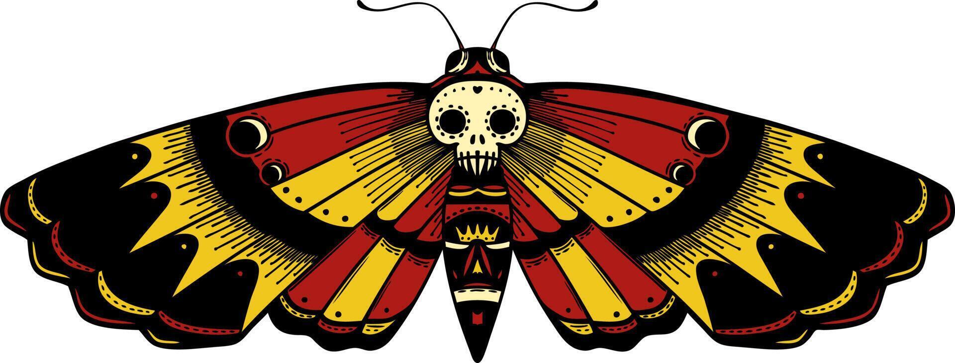 traditional tattoo of a deaths head moth vector