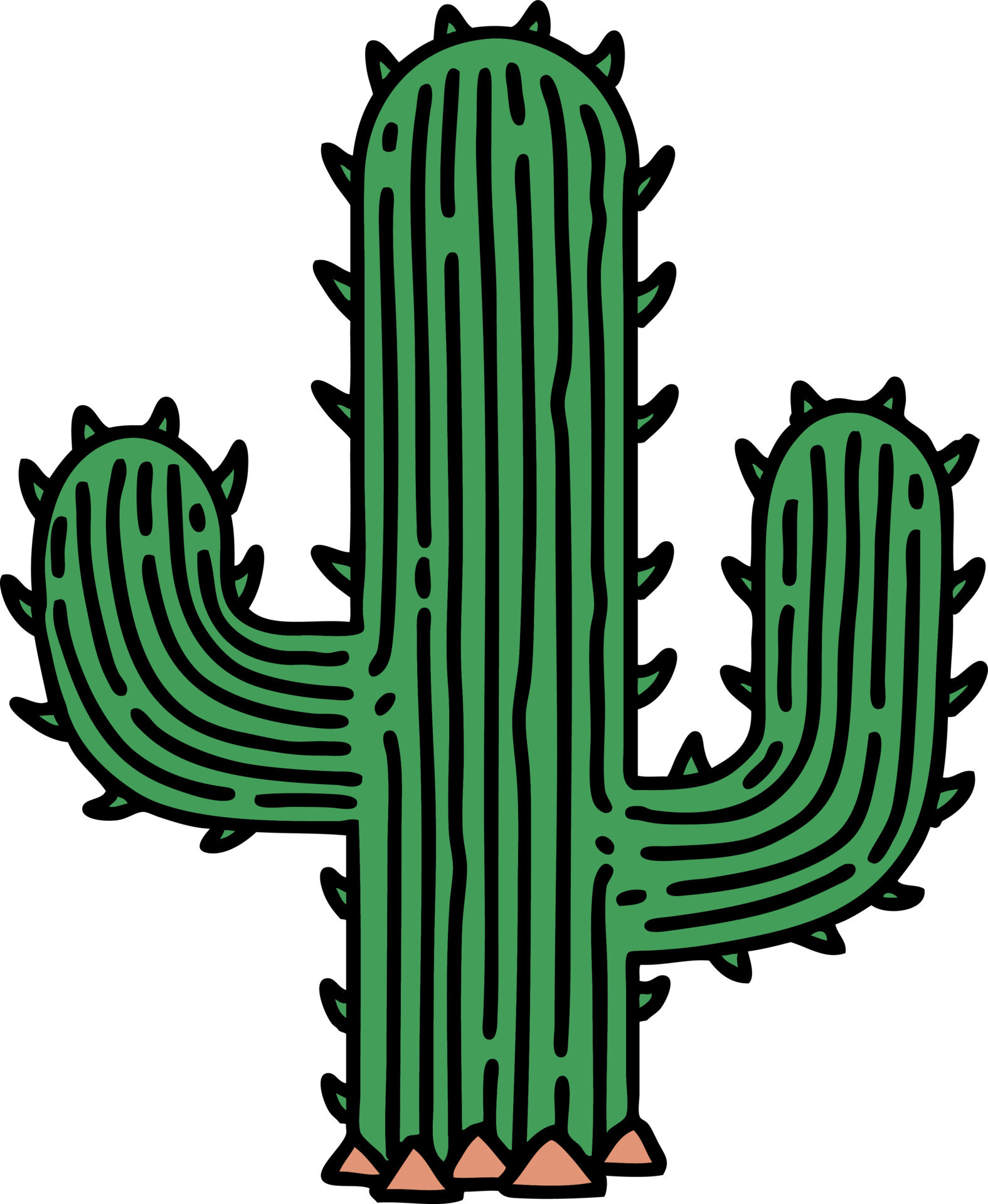 traditional tattoo of a cactus 12552893 Vector Art at Vecteezy