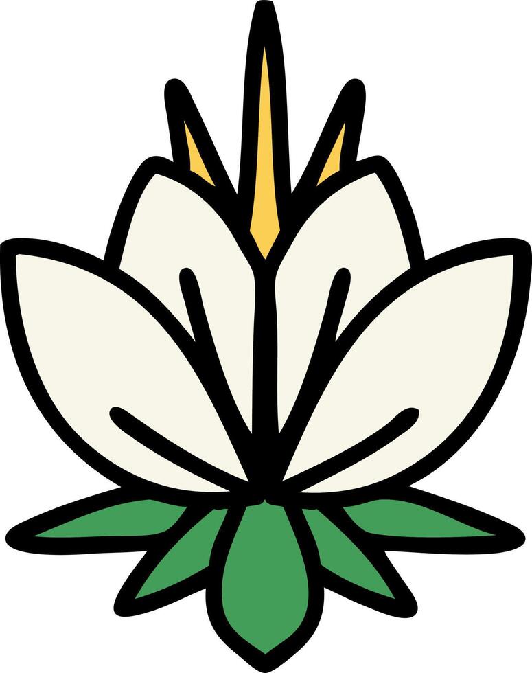 traditional tattoo of a water lily vector