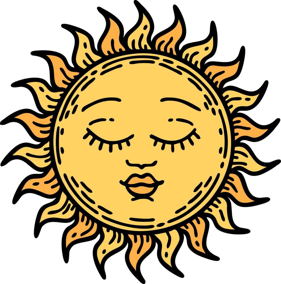 traditional tattoo of a sun vector