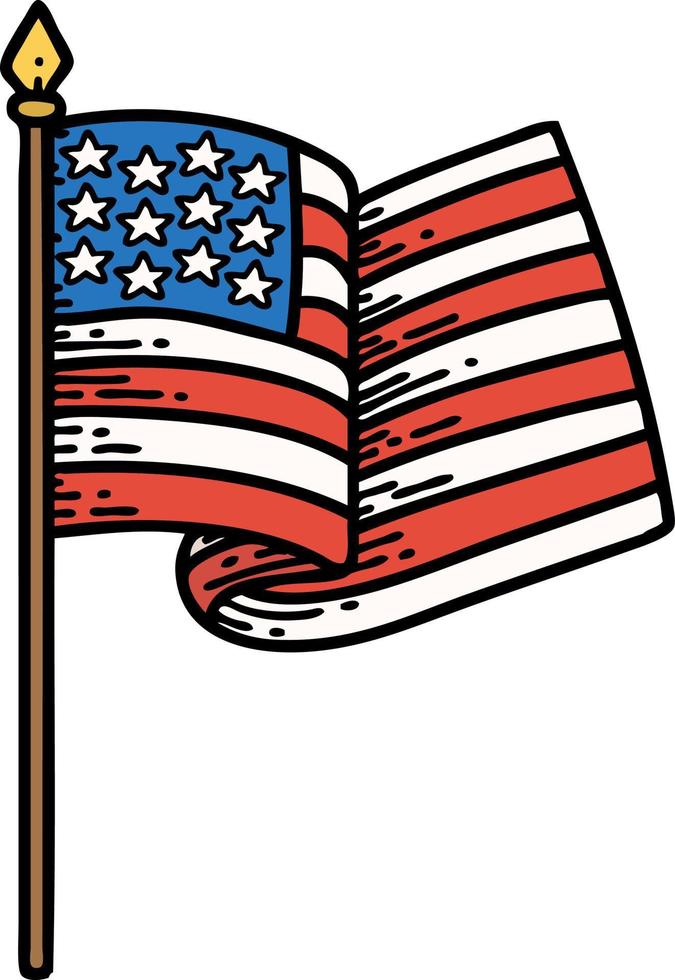 tatuaje tradicional de la bandera americana vector