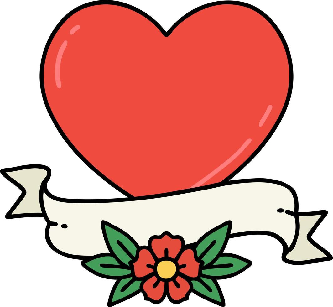 traditional tattoo of a heart and banner vector