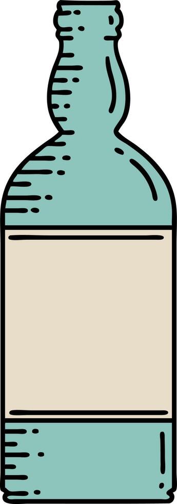 traditional tattoo of a bottle vector