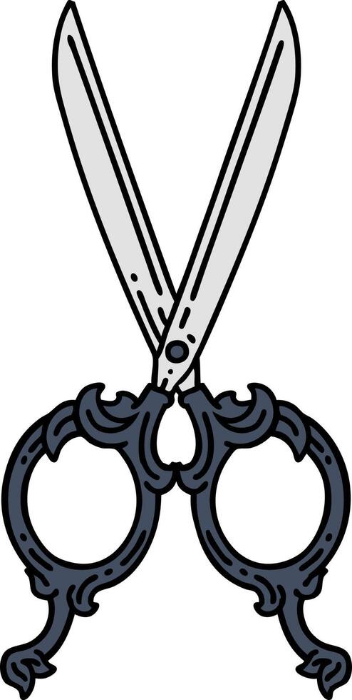 traditional tattoo of barber scissors vector