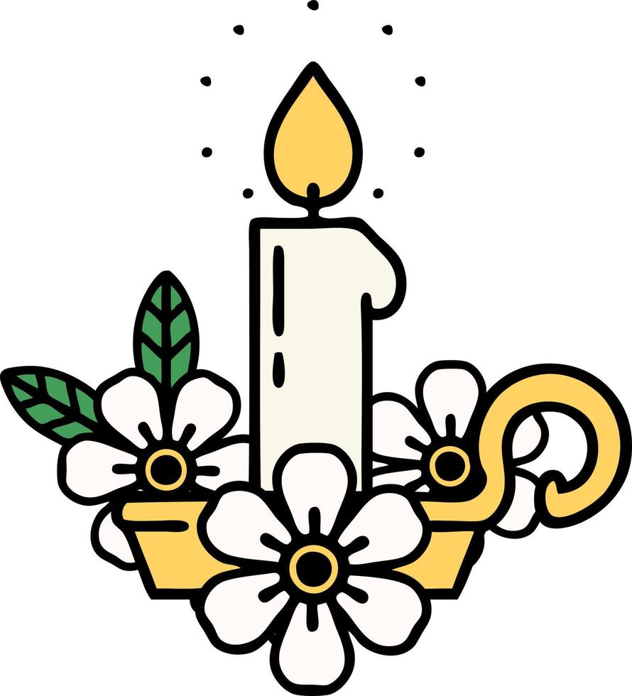 traditional tattoo of a candle holder vector