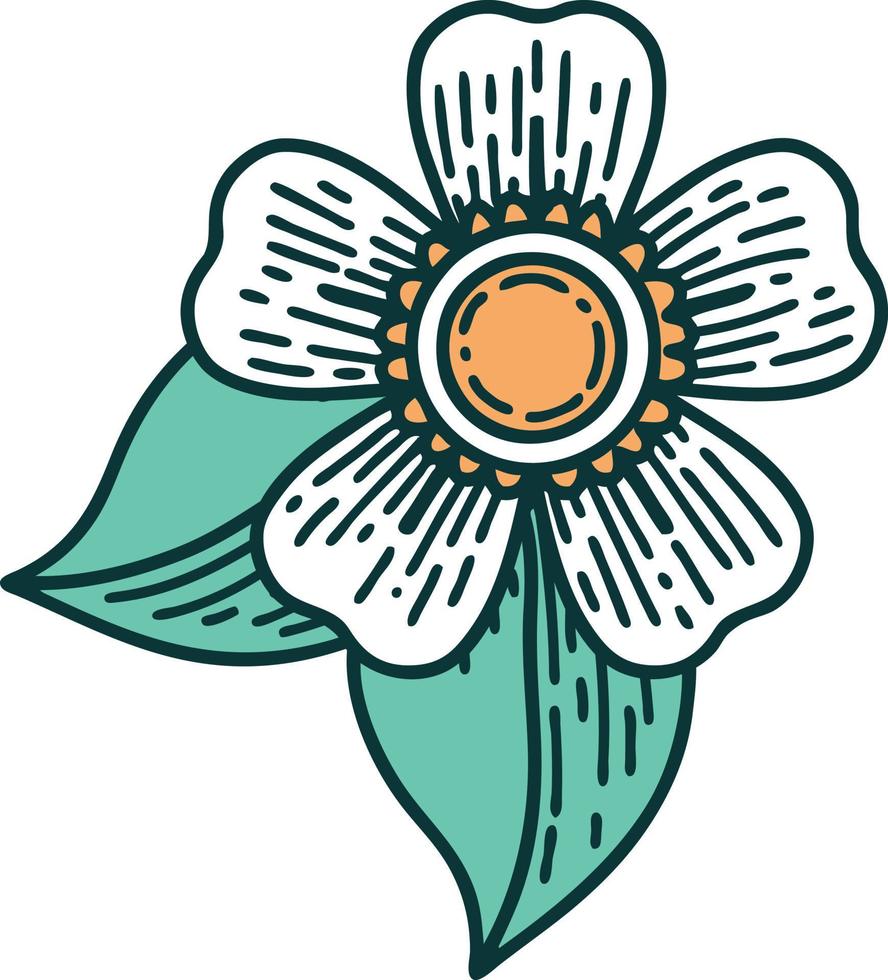 icono de estilo tatuaje de una flor vector