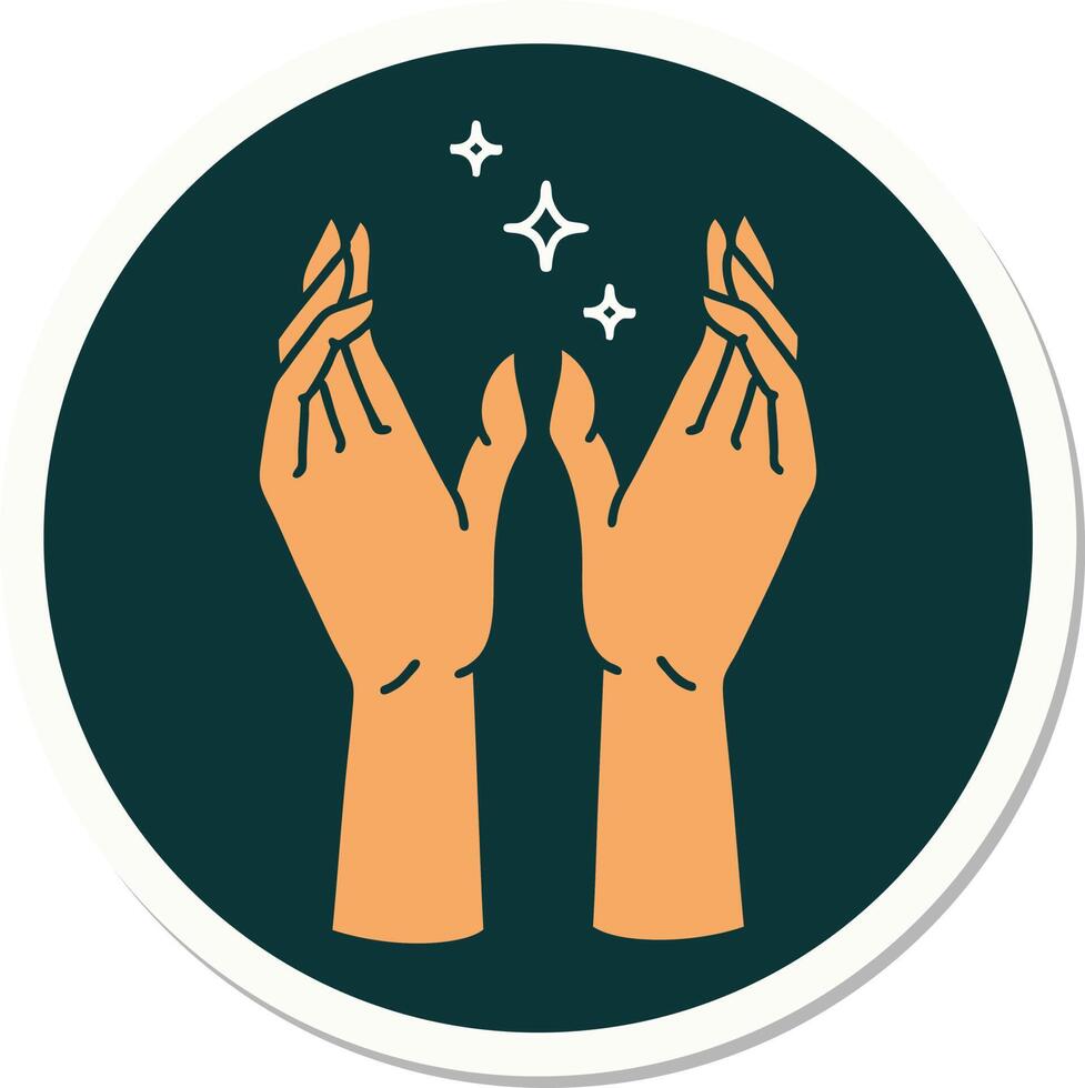 tattoo style sticker of mystic hands vector