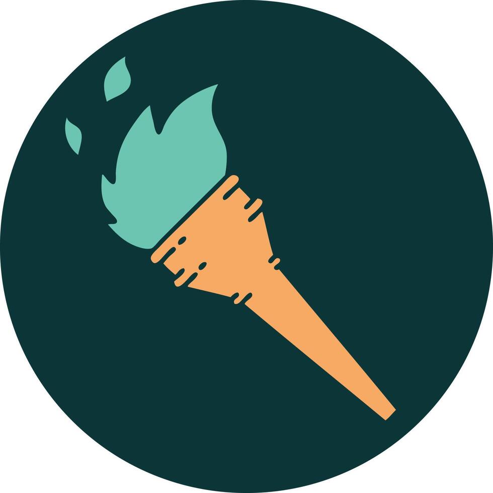 tattoo style icon of a lit torch vector