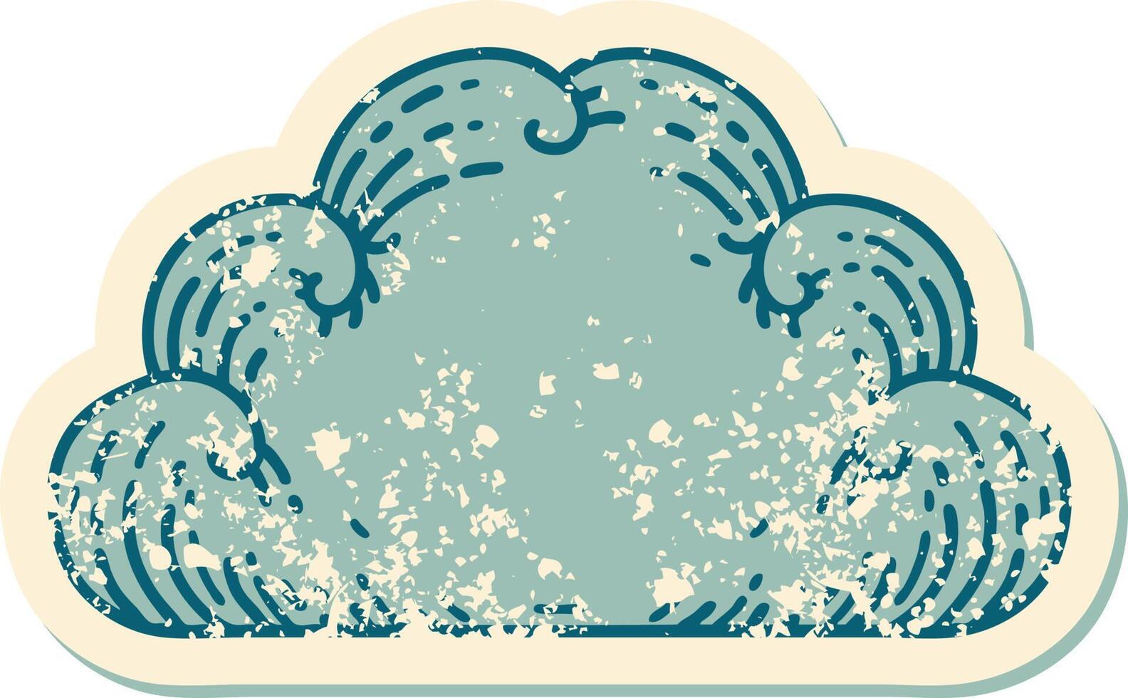 distressed sticker tattoo style icon of a cloud vector